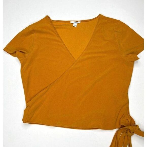 Womens Bar III Marigold Yellow "Desert Sunset" Wrap Side Tie‎ Top sz Large - Picture 6 of 9